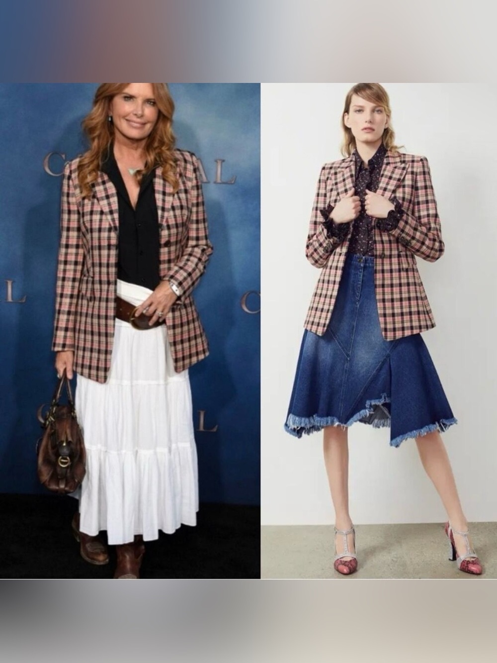 Michael Kors Collection Two-Button Bold Plaid Wool Blazer